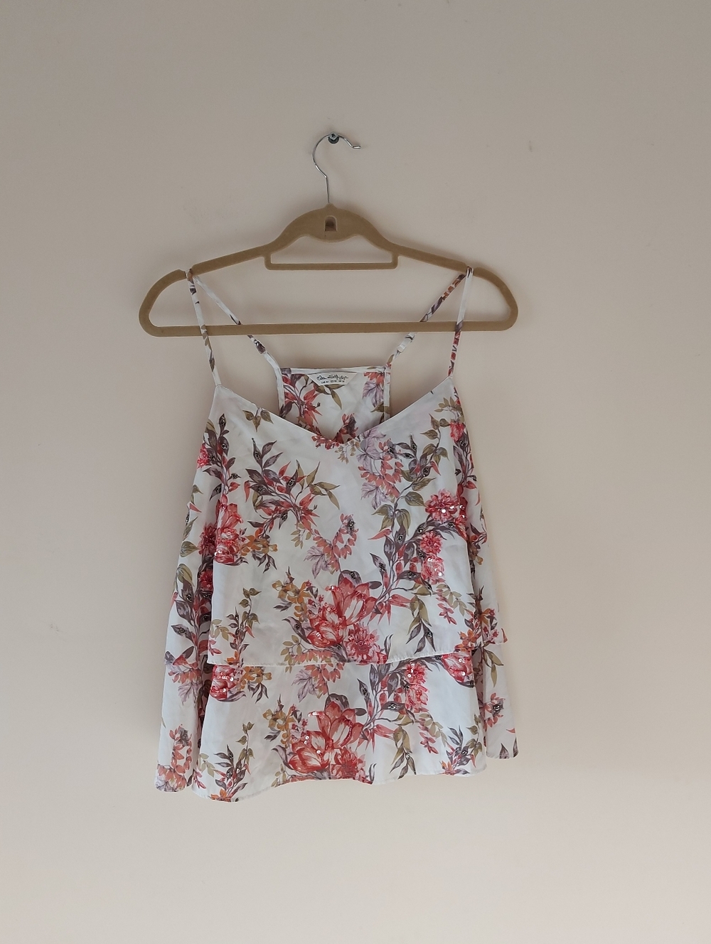 Miss Selfridge Layered Floral Sequin Detail Top Size 10 (Cant Ship Til May 16th)